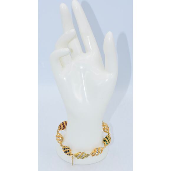 CAMROSE & KROSS JBK Jackie Kennedy Royal Egg Gold Tone/Rhinestone Bracelet - Picture 5 of 10